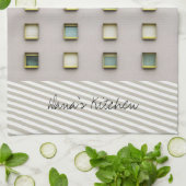 Serviette De Cuisine Beige En Grille (Plié)