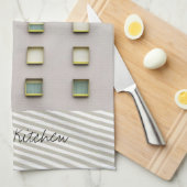 Serviette De Cuisine Beige En Grille (Quart Plié)