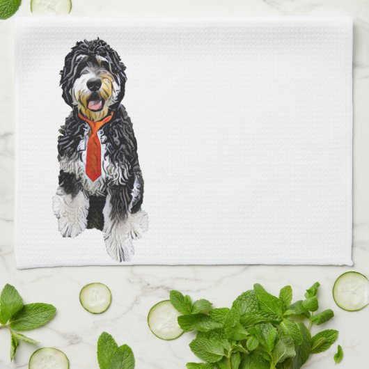 Serviette de cuisine Bernedoodle (Plié)