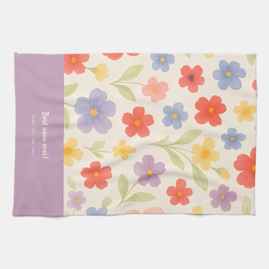 Serviette de cuisine Best Nana Ever - Design flora (Horizontal)