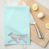 Serviette de cuisine blanche argentée de chien de (Quart Plié)