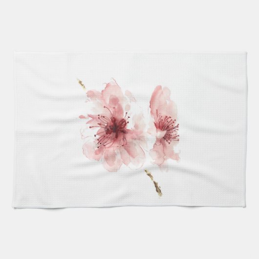 Serviette de cuisine blanche de fleurs de cerisier (Horizontal)