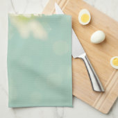 Serviette de cuisine blanche en fleurs de cerisier (Quart Plié)