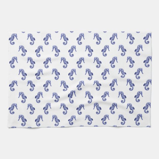 Serviette de cuisine blanche et bleue (Horizontal)