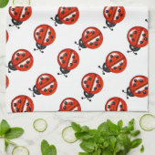 Serviette de cuisine blanche et rouge Ladybug (Plié)