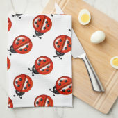 Serviette de cuisine blanche et rouge Ladybug (Quart Plié)