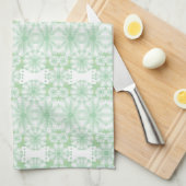 Serviette De Cuisine Blanche Et Verte À La Menthe (Quart Plié)