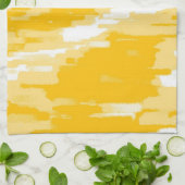 Serviette de cuisine blanche, jaune Abstrait Art R (Plié)