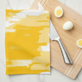 Serviette de cuisine blanche, jaune Abstrait Art R (Quart Plié)