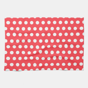 Serviette de cuisine blanche rouge de point de
