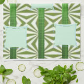 serviette de cuisine bleu aztèque verte (Plié)