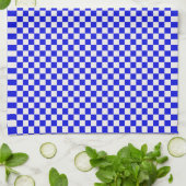 Serviette de cuisine bleu et blanc À damiers (Plié)