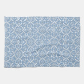 Serviette de cuisine bleu et blanc Damas (Horizontal)