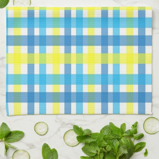 Serviette de cuisine bleu jaune (Plié)