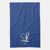 Serviette de cuisine bleu monogramme Cadeau de pen (Vertical)