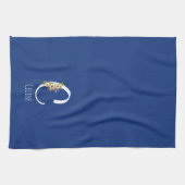 Serviette de cuisine bleu monogramme Cadeau de pen (Horizontal)
