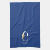 Serviette de cuisine bleu monogramme Cadeau de pen (Vertical)