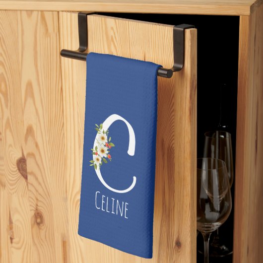 Serviette de cuisine bleu monogramme Cadeau de pen (Pliage en tiers)