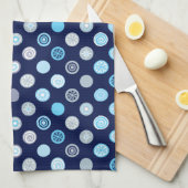 Serviette de cuisine bleu Polka Dot hiver (Quart Plié)