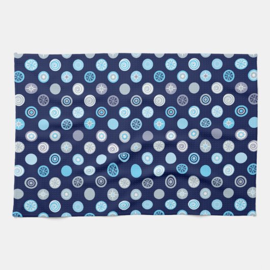 Serviette de cuisine bleu Polka Dot hiver (Horizontal)