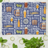 Serviette de cuisine bleue aux styles de bière (Plié)