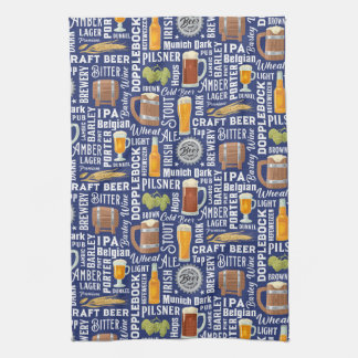 Serviette de cuisine bleue aux styles de bière