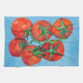 Serviette de cuisine bleue aux tomates rouges (Horizontal)