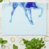 Serviette de cuisine bleue avec cheval (Plié)
