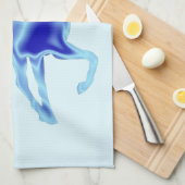 Serviette de cuisine bleue avec cheval (Quart Plié)
