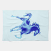 Serviette de cuisine bleue avec cheval (Horizontal)