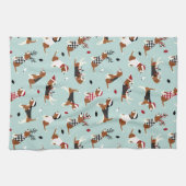 Serviette de cuisine bleue Beagle de Noël (Horizontal)