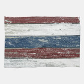 Serviette de cuisine bleue blanche rouge de bois (Horizontal)