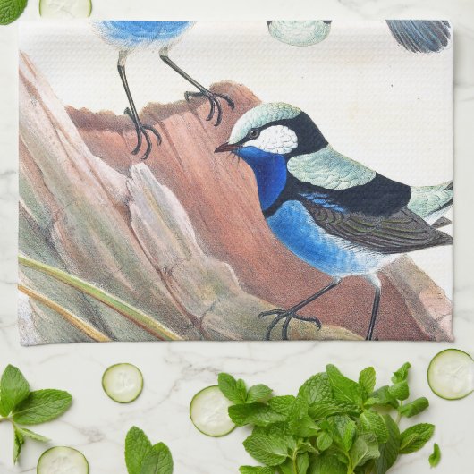 Serviette de cuisine bleue d'Animalsl de faune (Plié)