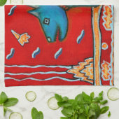 Serviette de cuisine bleue de chien (Plié)