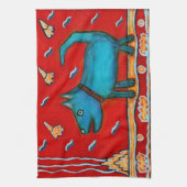 Serviette de cuisine bleue de chien (Vertical)