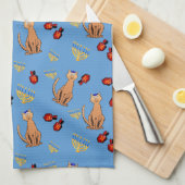 Serviette de cuisine bleue de Dreidel de chat de (Quart Plié)