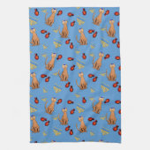 Serviette de cuisine bleue de Dreidel de chat de (Vertical)