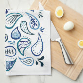 Serviette de cuisine bleue de Paisley (Quart Plié)
