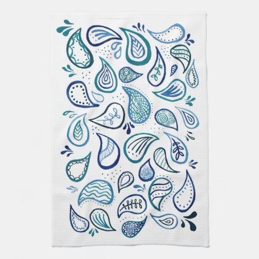 Serviette de cuisine bleue de Paisley (Vertical)