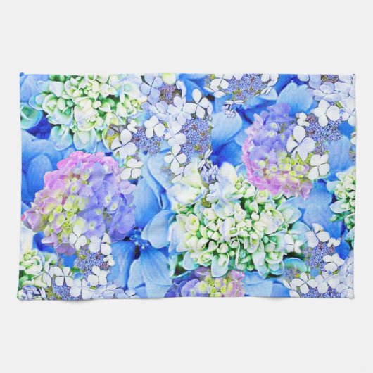 Serviette de cuisine bleue d'hortensia (Horizontal)