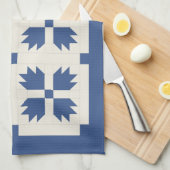 Serviette de cuisine bleue d'impression d'édredon (Quart Plié)