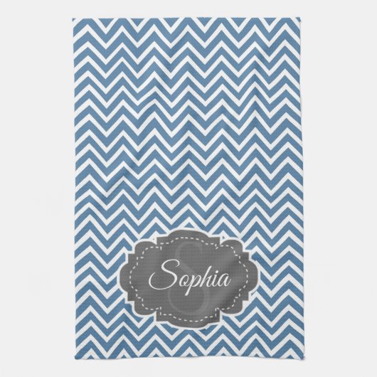 Serviette de cuisine Blue Chevron (Vertical)