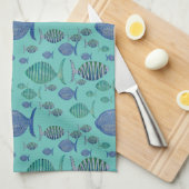 Serviette de cuisine Blue Fish (Quart Plié)