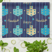 Serviette de cuisine "Blue/Gold Dreidels" (Plié)