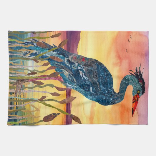 Serviette de cuisine Blue Heron Sunset (Horizontal)
