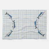 Serviette de cuisine - Blue Marlin sur Plaid (Horizontal)