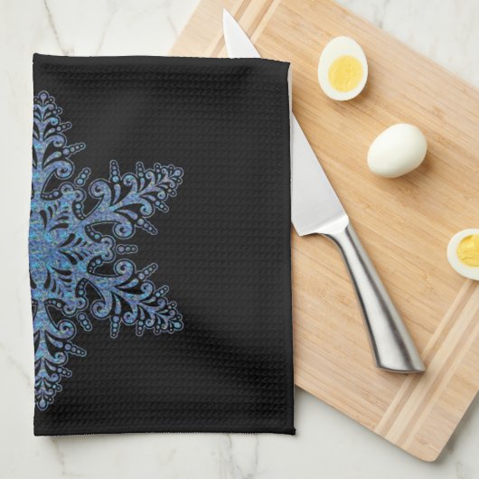 Serviette de cuisine Blue Snowflake (Quart Plié)