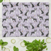 Serviette de cuisine Boston Terrier Bones and Paws (Plié)