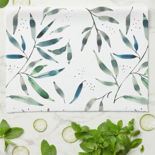 serviette de cuisine botanique d'aquarelle (Plié)