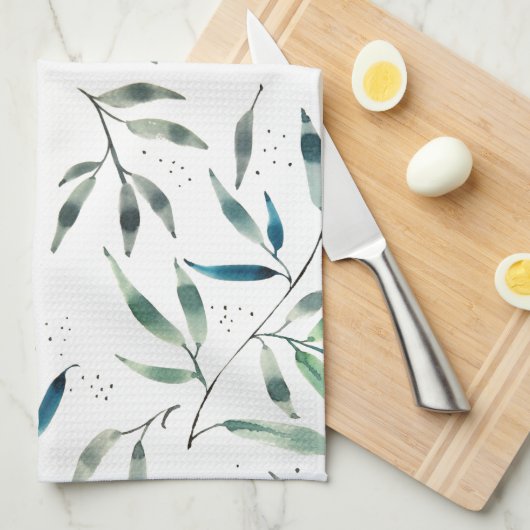 serviette de cuisine botanique d'aquarelle (Quart Plié)